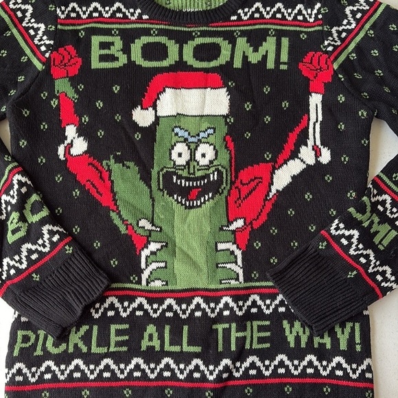 Rick and Morty Boom Pickle Rick Holiday Sweater NWOT Medium - Picture 4 of 4